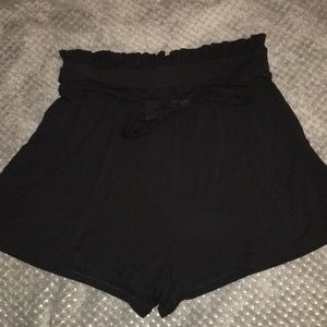 ASOS high-rise black paper bag shorts